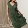 Plisse Column Dress Kombu Green