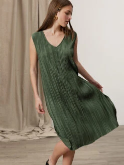 Plisse Column Dress Kombu Green