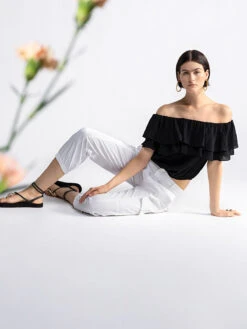 Off The Shoulder Ruffled Top Black