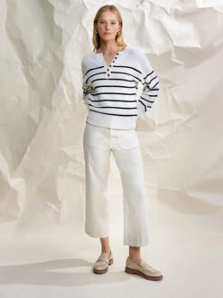 The Marine Standard Rise Crop Trouser Pant French Vanilla