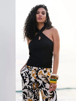 Heat Wave Halter Top Black