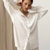 Plisse Button Down Shirt Milk
