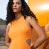 Side Contour Maxi Dress Orange Sky