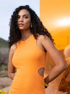 Side Contour Maxi Dress Orange Sky