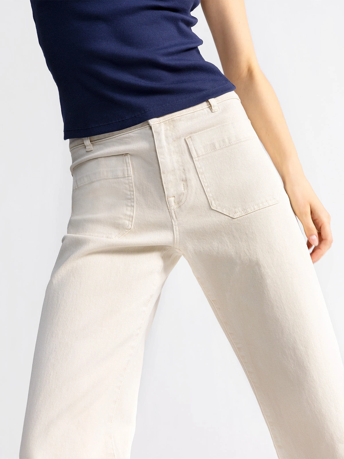 The Marine Standard Rise Crop Trouser Pant French Vanilla 2 The Marine Standard Rise Crop Trouser Pant French Vanilla - Image 2