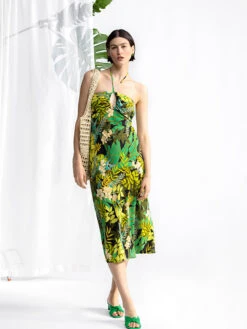 Halter Keyhole Midi Dress Tropical Escape