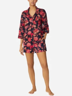 3/4 Sleeve & Boxer Set Cranberry Bloom