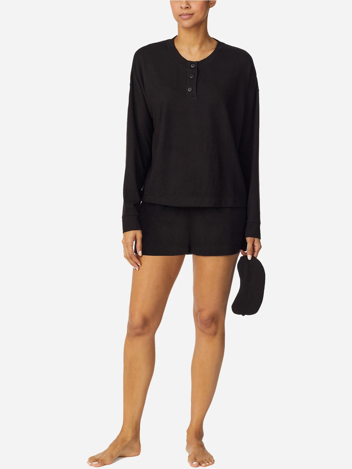 3 Piece Crop Henley & Boxer Set Heather Black 1 3 Piece Crop Henley & Boxer Set Heather Black