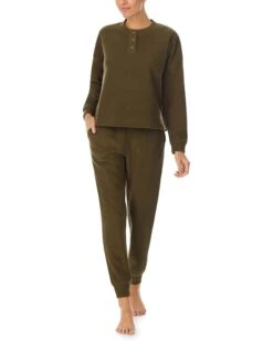 Sanctuary Long Sleeve Cropped Henley Joggers PJ Set