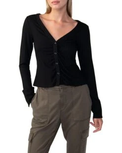 Sanctuary Wide Cuff Knit Blouse