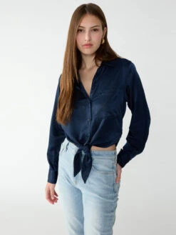 Girlfriend Tie Shirt Navy Reflection -Clothing Store CB2052CA7 NVYR 1805