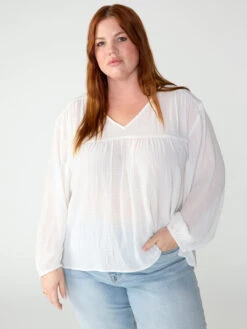 Wide Sleeve Blouse White Inclusive Collection
