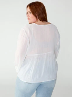 Wide Sleeve Blouse White Inclusive Collection -Clothing Store CB2271BY5Z WHTE 0421