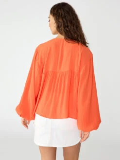 Wide Sleeve Blouse Blood Orange -Clothing Store CB2271BY5 BLOR 2500