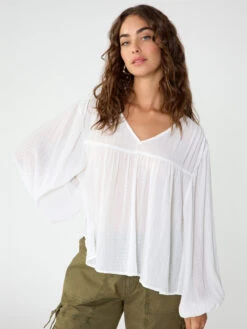 Wide Sleeve Blouse White