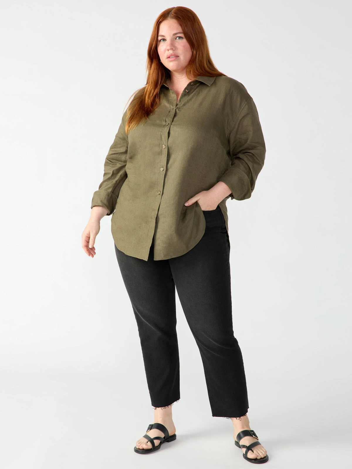 Relaxed Linen Shirt Mossy Green Inclusive Collection 2 Relaxed Linen Shirt Mossy Green Inclusive Collection - Image 2