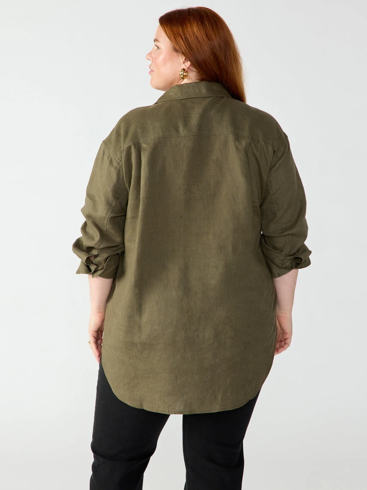 Relaxed Linen Shirt Mossy Green Inclusive Collection 3 Relaxed Linen Shirt Mossy Green Inclusive Collection - Image 3