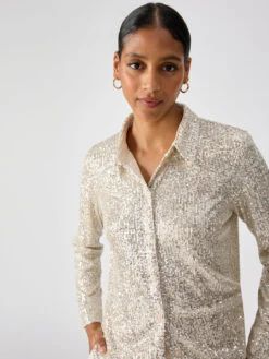Radiant Sequin Shirt Champagne