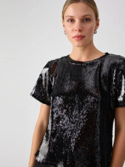 The Perfect Sequin Tee Black