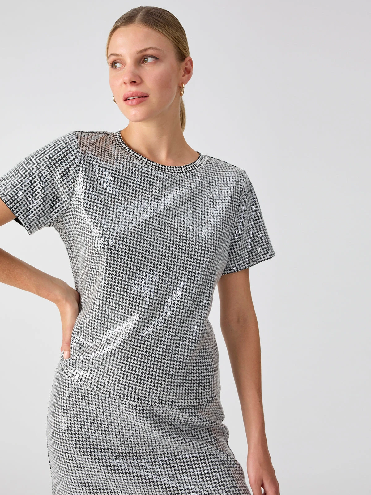 The Perfect Sequin Tee Micro Houndstooth 1 The Perfect Sequin Tee Micro Houndstooth