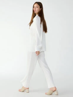 Plisse Button Down Shirt Milk -Clothing Store CB2408PE8 MILK 1317