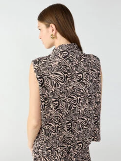 Plisse Mock Neck Top Safari -Clothing Store CB2410PE9 SAFR 1117