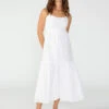Embroidered Maxi Dress White