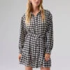 Tiered Shirt Dress Pulse Houndstooth