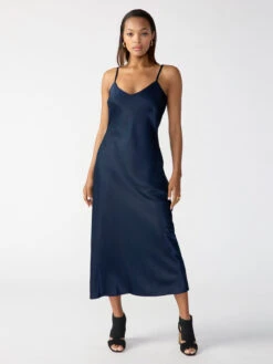 Slip Midi Dress Navy Reflection -Clothing Store CD1884CA7 NVYR 001699