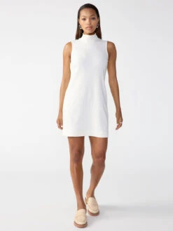 Mock Neck Shift Dress Milk