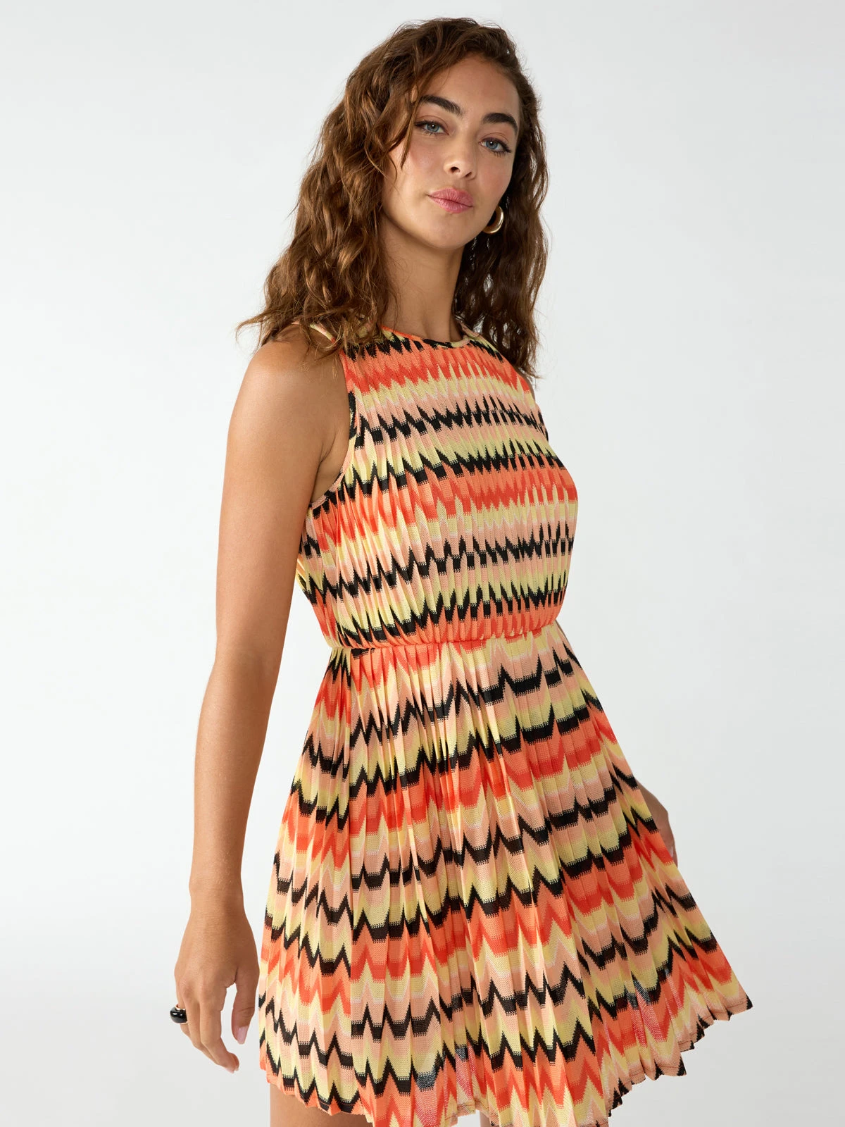 Summer Crochet Mini Dress Citrus Stripe 2 Summer Crochet Mini Dress Citrus Stripe - Image 2