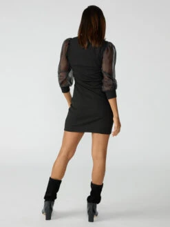 Lucky Me Mixed Media Dress Black 6 Lucky Me Mixed Media Dress Black -Clothing Store CD1945BJ9 BLCK 000505