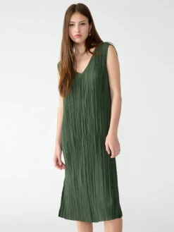Plisse Column Dress Kombu Green -Clothing Store CD1966PE8 KMGR 0679