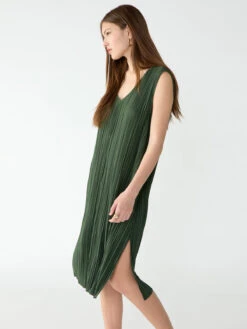 Plisse Column Dress Kombu Green -Clothing Store CD1966PE8 KMGR 0691