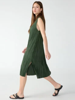Plisse Column Dress Kombu Green -Clothing Store CD1966PE8 KMGR 0694