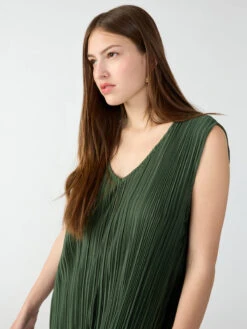 Plisse Column Dress Kombu Green -Clothing Store CD1966PE8 KMGR 0722