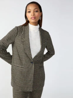 City Blazer Vanilla Mini Houndstooth