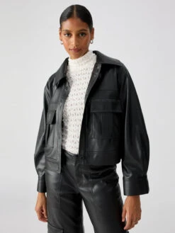 Level Up Vegan Leather Jacket Black