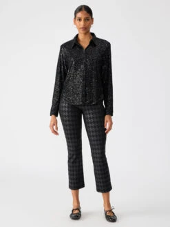 Carnaby Kick Crop Semi High Rise Legging Exploded Houndstooth