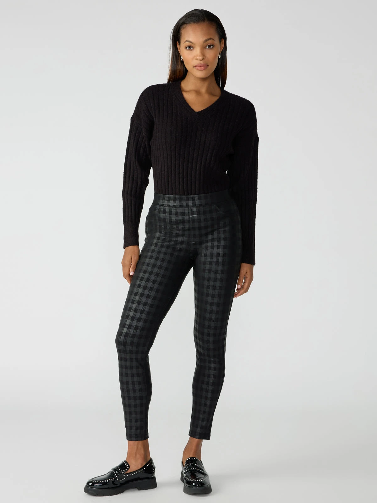 Runway Semi High Rise Legging Coated Plaid 1 Runway Semi High Rise Legging Coated Plaid
