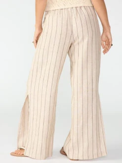 Side Slit Wide Leg Semi High Rise Pant Artisan Stripe -Clothing Store CP0860AQ2 ARST 1287