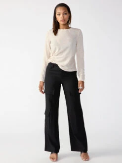 Low Slung Y2K Standard Rise Cargo Trouser Pant Black -Clothing Store CP0941AK4 BLCK 003167