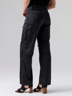 Rowan Satin Semi High Rise Cargo Pant Black 5 Rowan Satin Semi High Rise Cargo Pant Black -Clothing Store CP0966BZ8 BLCK 1060