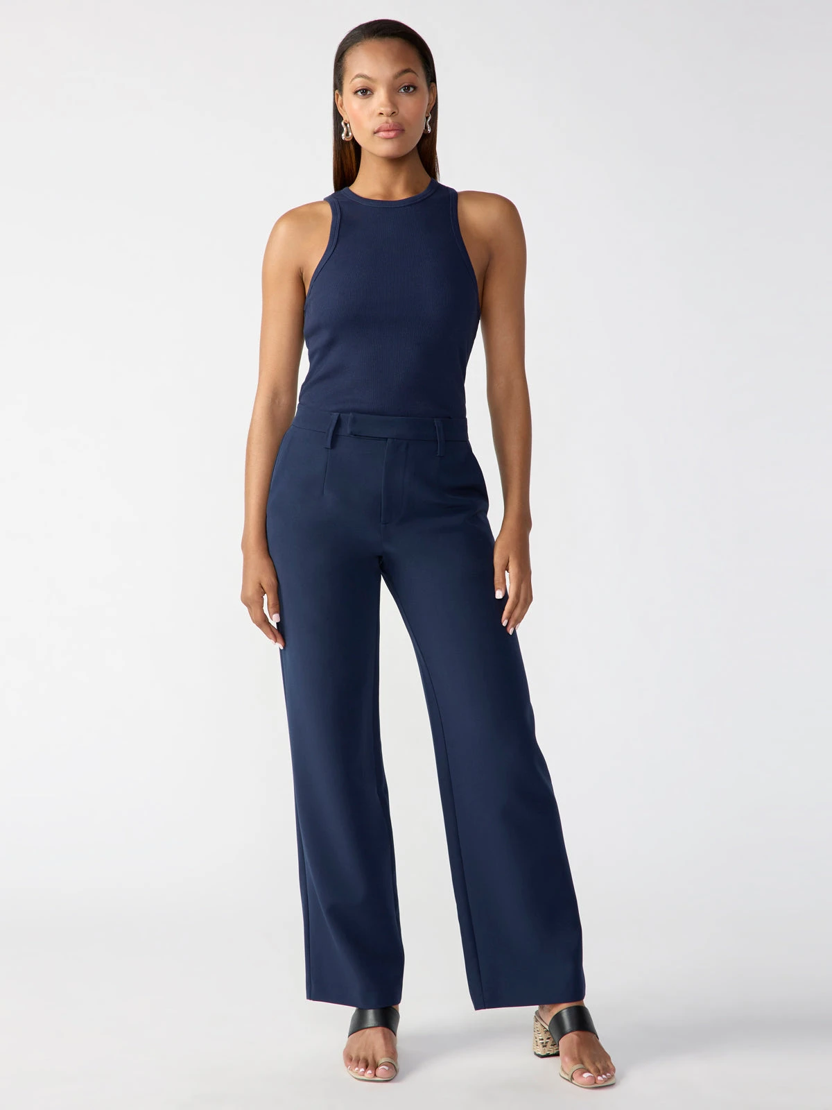 Rue Semi High Rise Trouser Pant Navy Reflection 1 Rue Semi High Rise Trouser Pant Navy Reflection
