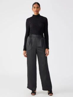 Gabriela High Rise Satin Pant Black