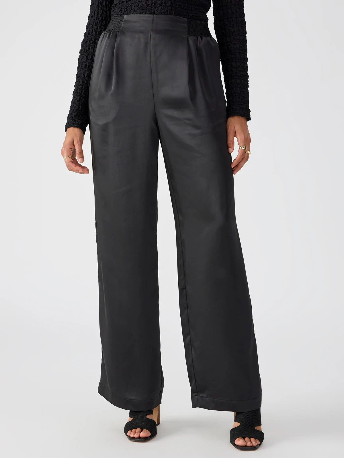 Gabriela High Rise Satin Pant Black 2 Gabriela High Rise Satin Pant Black - Image 2