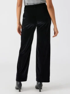 Faye Semi High Rise Velvet Trouser Pant Black -Clothing Store CP1003CH1 BLCK 03624