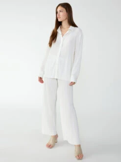 Plisse Semi High Rise Pull On Pant Milk 5 Plisse Semi High Rise Pull On Pant Milk -Clothing Store CP1011PE8 MILK 1276