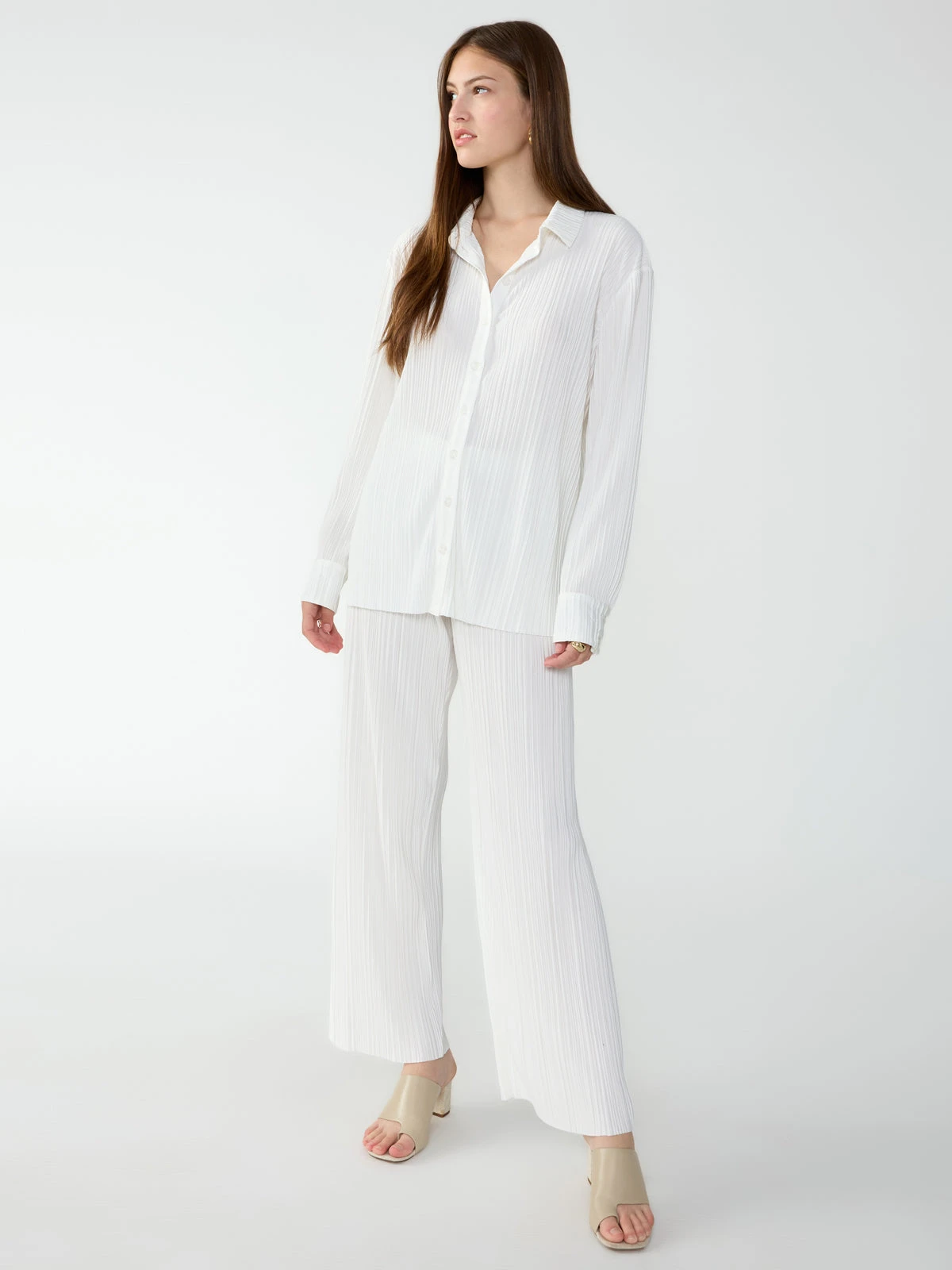 Plisse Semi High Rise Pull On Pant Milk 3 Plisse Semi High Rise Pull On Pant Milk - Image 3