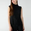 Plisse Mock Neck Top Black